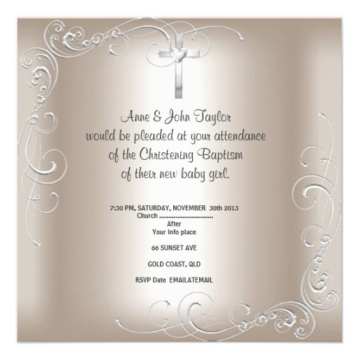 Baby Baptism Girl Boy Christening Pearl Custom Announcement