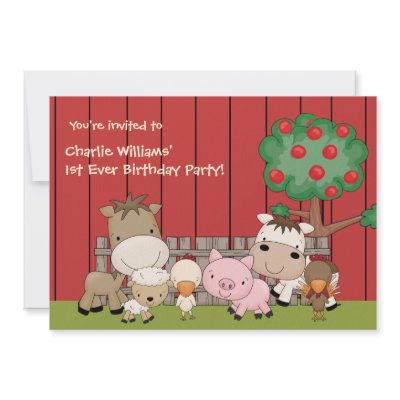 Baby Barnyard Buddies Birthday Party  Invitation by PixiePrints