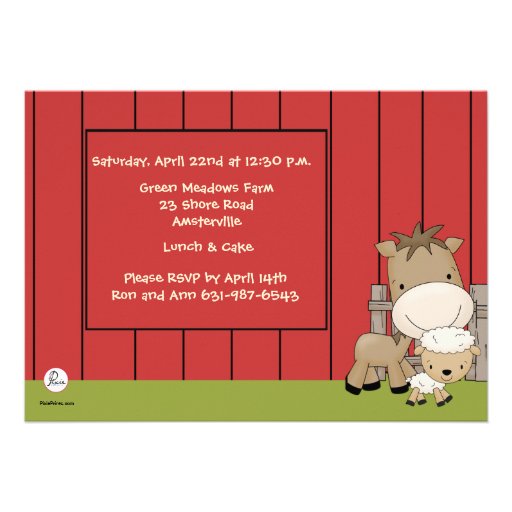 Baby Barnyard Buddies Birthday Party  Invitation