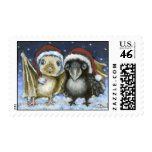 Baby bat and raven postage