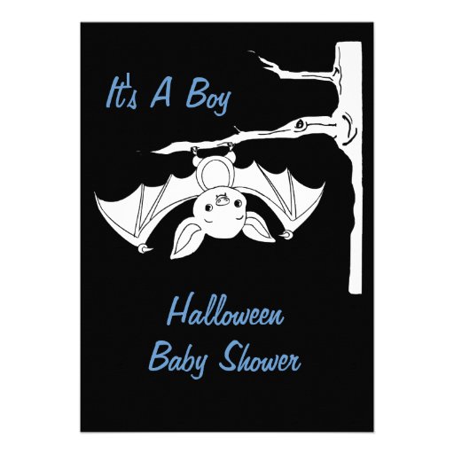 Baby Bat Halloween Baby Shower Invitation Cards