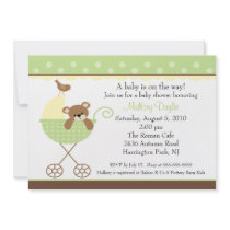 Baby  Bear Carriage Baby Shower Invitation