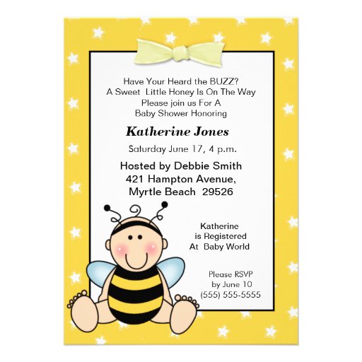 Baby Bee Baby Shower  Invitation (front side)