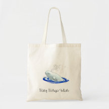 Baby Beluga Whale Tote Canvas Bags