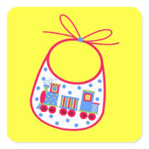 Baby Bib With Train Stickers