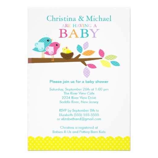 Baby Bird Nestl Baby Shower Invitations