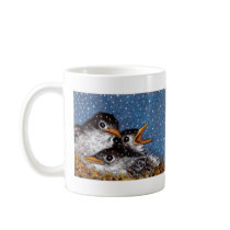BABY BIRDS IN SNOW mugs by joyart BABY BIRDS IN SNOW mugs