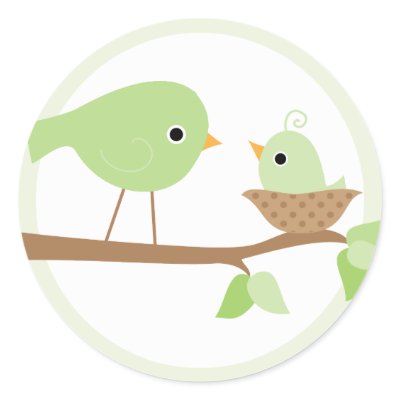 Baby Bird's Nest (green) Round Stickers by heartlocked