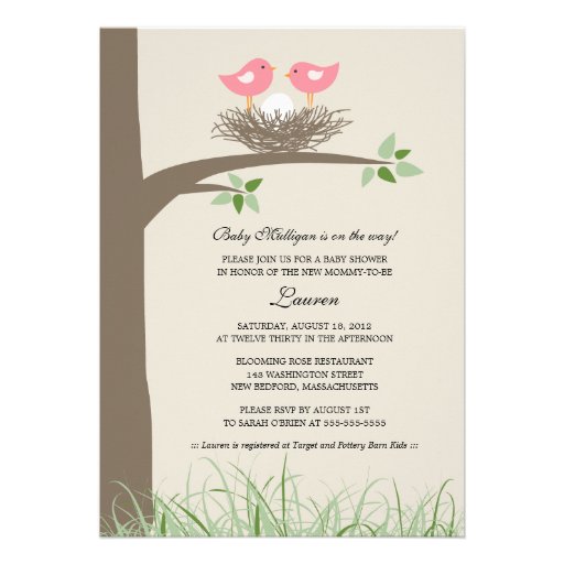 Baby Bird's Nest - Lesbian Couple Baby Shower Personalized Announcements