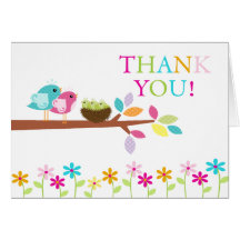 Baby Birds Nest Triplets Thank You Note Card