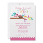 Baby Birds Nest Twins Baby Shower Invitations