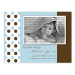Baby Birth Announcement Baby Blue Polka Dots Postcards