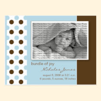 Baby Birth Announcement Baby Blue Polka Dots postcards