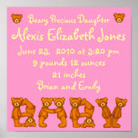 Baby Birth Announcement~Beary Precious Daughter Print