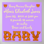 Baby Birth Announcement~Beary Precious Daughter Print