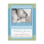 Baby Birth Announcement Blue Polka Dots Post Card
