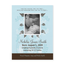 Baby Birth Announcement Blue with Cocoa Fern postcards by BeezKneez Baby Birth Announcement Blue with Cocoa Fern postcards