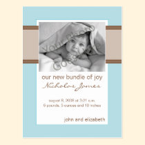 Baby Birth Announcement Brown and Blue postcards