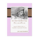Baby Birth Announcement Chocolate Brown and Pink postcards