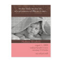 Baby Birth Announcement Pink and Cocoa postcards