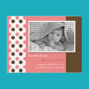 Baby Birth Announcement Pink Polka dots postcards