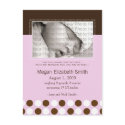 Baby Birth Announcement Pink with Chocolate Dots postcards