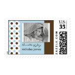 Baby Birth Announcement Postage Blue Polka Dots