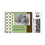 Baby Birth Announcement Postage Green Polka Dot