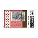 Baby Birth Announcement Postage Pink Polka Dot