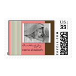 Baby Birth Announcement Postage Pink Stripes