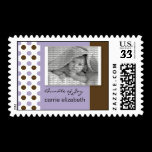 Baby Birth Announcement Postage Purple Polka Dot
