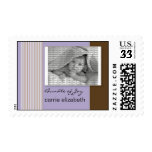 Baby Birth Announcement Postage Purple Stripes