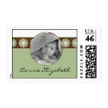 Baby Birth Announcement Postage Sage Green Flowers