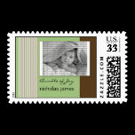 Baby Birth Announcement Postage Sage Green Stripes