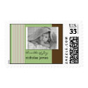Baby Birth Announcement Postage Sage Green Stripes postage