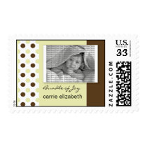 Baby Birth Announcement Postage Seagrass Polka Dot postage