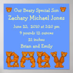 Baby Birth Announcement Poster~Beary Special Son