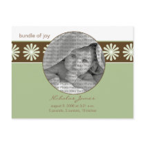 Baby Birth Announcement Sage Green Flowers postcards