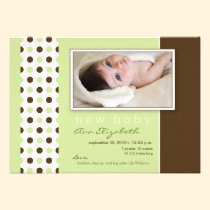 Baby Birth Announcement Sage Green Polka Dots invitations