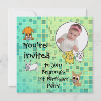 Baby Birthday Party Invitation Dog Cartoon invitation