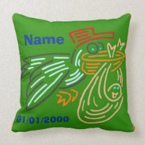 Baby Birthday Stork Pillow Green pillows
