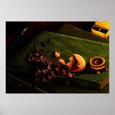 Baby Black-Dragon Print by Natorra