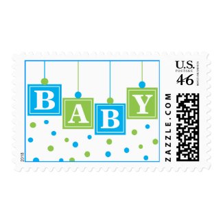 BABY Blocks Blue Green Baby Boy stamp