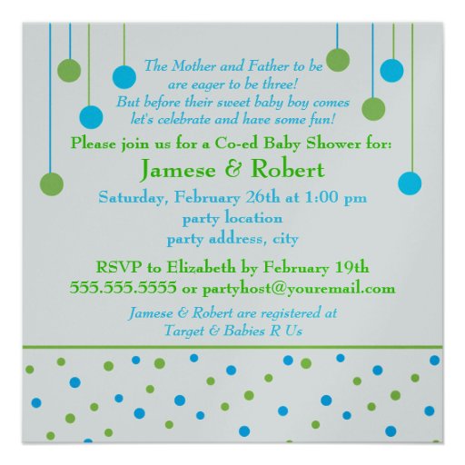 BABY Blocks Blue Green Boy Baby Shower -CUSTOM v2 Custom Invites