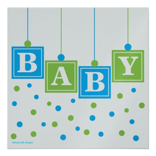 BABY Blocks Blue Green Boy Baby Shower -CUSTOM v2 Custom Invites