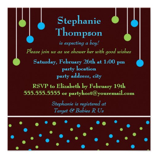 BABY Blocks Blue Green Boy Baby Shower Announcement
