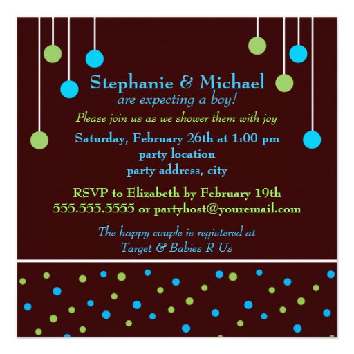BABY Blocks Blue Green Boy Couples Baby Shower Custom Invites