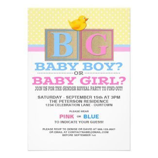 Baby Blocks Gender Reveal Party Invitation