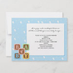 Baby Blocks on Blue Baby Shower Invitation invitation