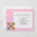 Baby Blocks on Pink Baby Shower Invitation invitation